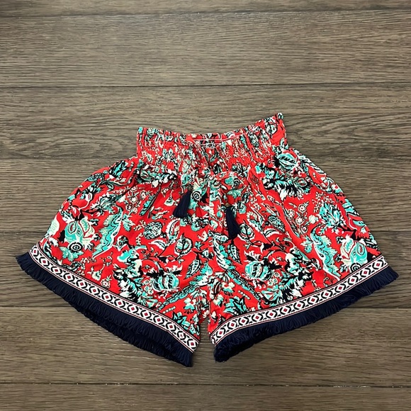 Bela & Nuni girls red floral shorts with fringe bottoms - Picture 10 of 11